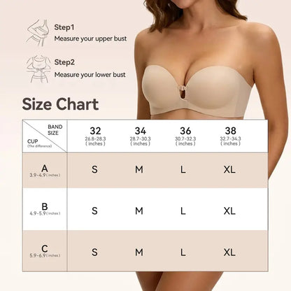 VYLORRA Seamless Strapless Push-Up Bra