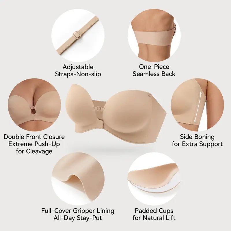 VYLORRA Seamless Strapless Push-Up Bra